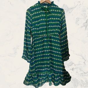 twik green square pattern dress size S